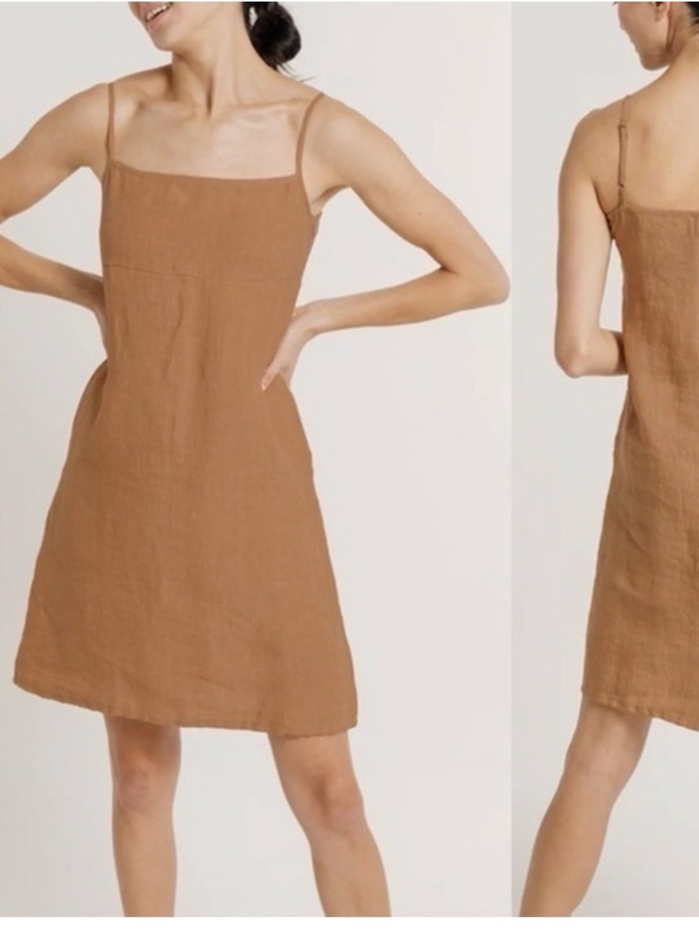 Laude The Label 100% Organic Linen Sleeveless Mini Dress Terra Size Large NEW